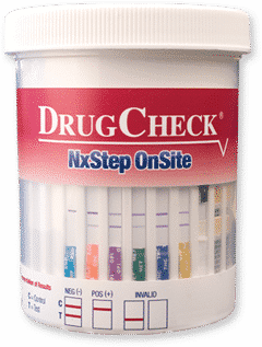 The DrugCheck® NxStep OnSite cup is FDA 510(k) cleared for 17 drugs of abuse.