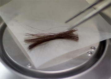 Testing of hair for drug use.