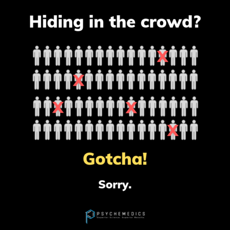 Graphic illustrates drug users detected hiding in a crowd.