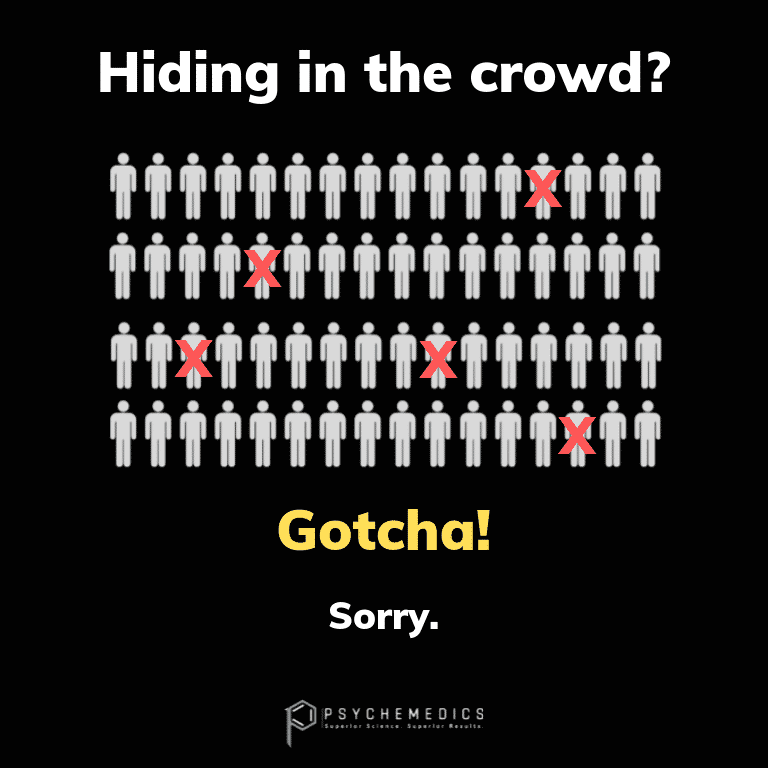 Graphic illustrates drug users detected hiding in a crowd.